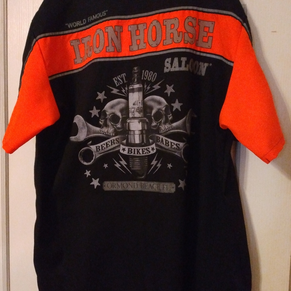 💙💛Biker Apparel. 2XL. Black/orange. Button up shirt.💙💛